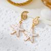Ocean Style Conch Starfish Earrings Stud for Women Summer Beach Dangle Metal Enamel Earring Girls Party Summer Jewelry Gift