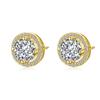 Boucles d'oreilles Puces Halo en Argent Sterling 925 Plaqué Or 18 Carats avec Moissanite VVS1 Couleur D | Bijoux Fins Scintillants de Luxe pour Femmes