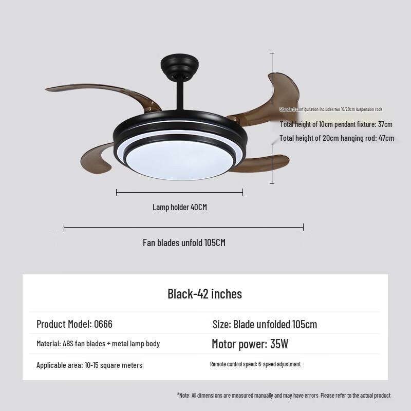 Modern Retractable Blade Ceiling Fan with Light