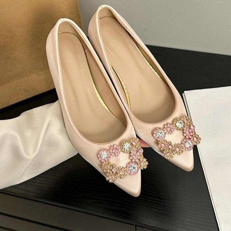 

Inside Heightened Single Shoes Fashion Pointed Toe Shallow Mouth Slip-on Soft Sole Low Top Shoes 40 рожевий