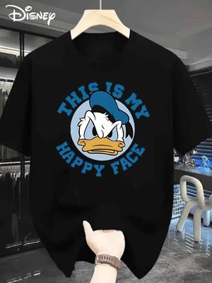 Camiseta Estampada de Dibujos Animados de Disney Pato Donald 2026 Hombres Verano Nuevo Calle Hiphop Moda Casual Holgada Y2K Manga Corta