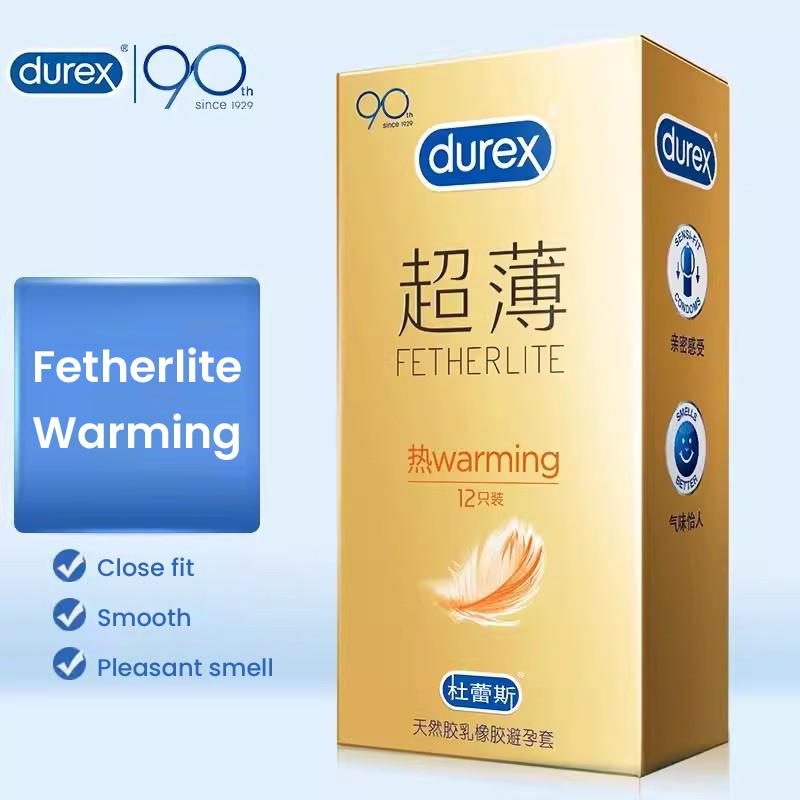 Durex Fetherlite Warming Condom Thermal Ultra-thin 12Pcs/Box Lubricating Thermal Ultra-thin