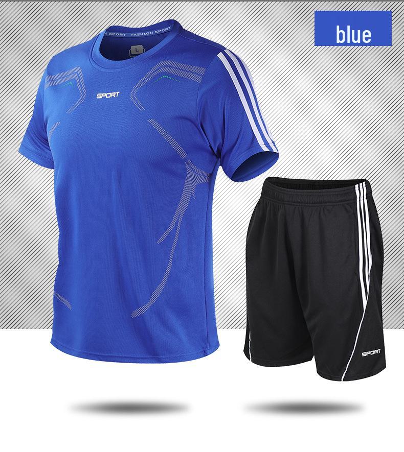 Men's Quick-Dry Short-Sleeve Sports Suit for Summer Fitness and Casual Running