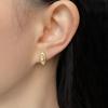 18k Gold Matte Sandblasted Geometric Zircon Marquise Stud Earrings for Women