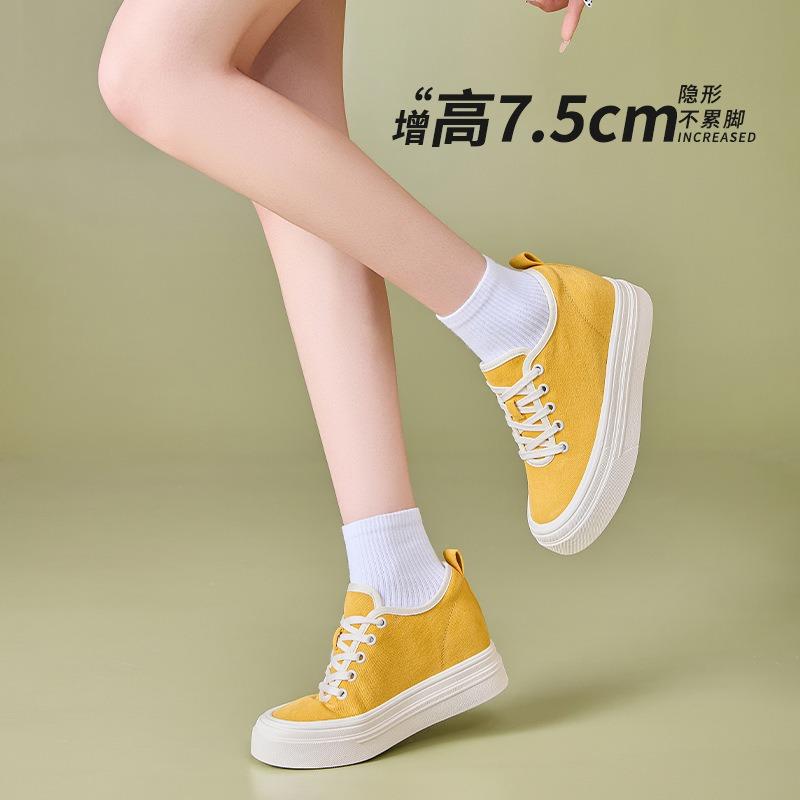 . Inner heightening canvas shoes women's thick-soled versatile spring and autumn breathable small casual board shoes women