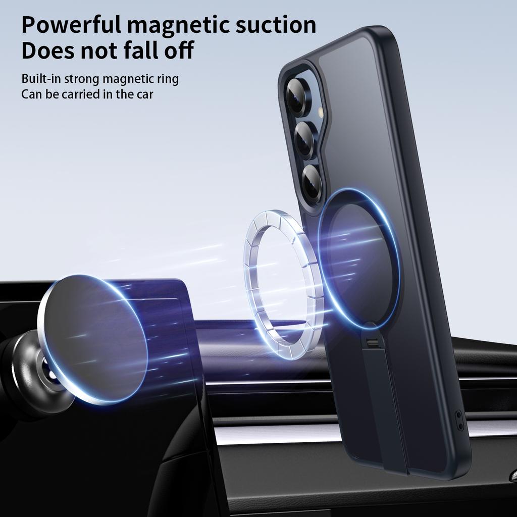 For Samsung Galaxy S25+ Case Compatible with MagSafe Rotating Straight Kickstand TPU+PC Matte Phone Cover