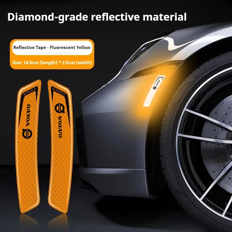 2pcs Car Reflective Warning Stickers, Wheel Eyebrow Anti-Collision Strips for Volvo XC90 XC60 V50 S60 V70 , Exterior Accessories