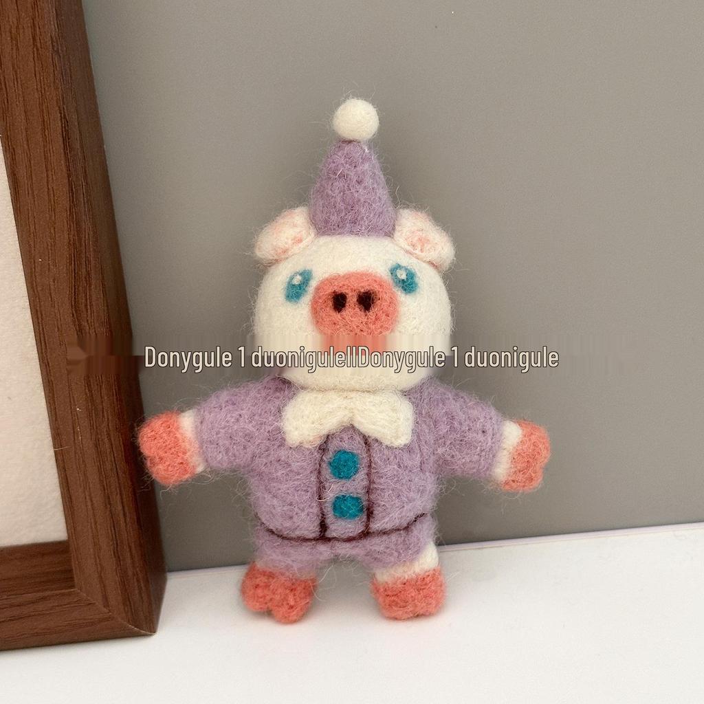 Handmade Wool Felt Cute Pig Ornament Keychain and Bag Charm