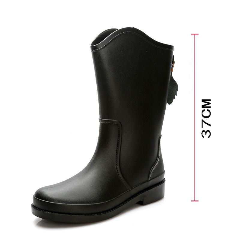 

High tube water shoes women s waterproof and non-slip long tube warm fleece socks shoes rain shoes fashion soft-soled rain boots rubber shoes 36 чёрный