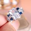 Einzigartiger Damen Weiß Blau Quadratisch Rund Zirkonstein Ring Silberfarben Zierlich Geschenk Party Hochzeit Schmuck Für Frauen