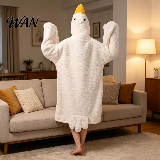 Roliga Djurpyjamaser Rolig Gås Anka Kostym för Barn Vuxna, Pyjamas med Huvuva Onesie Pyjamaser, Mjuk Plysch Bärbar Filt, Halloween Cosplay Varm