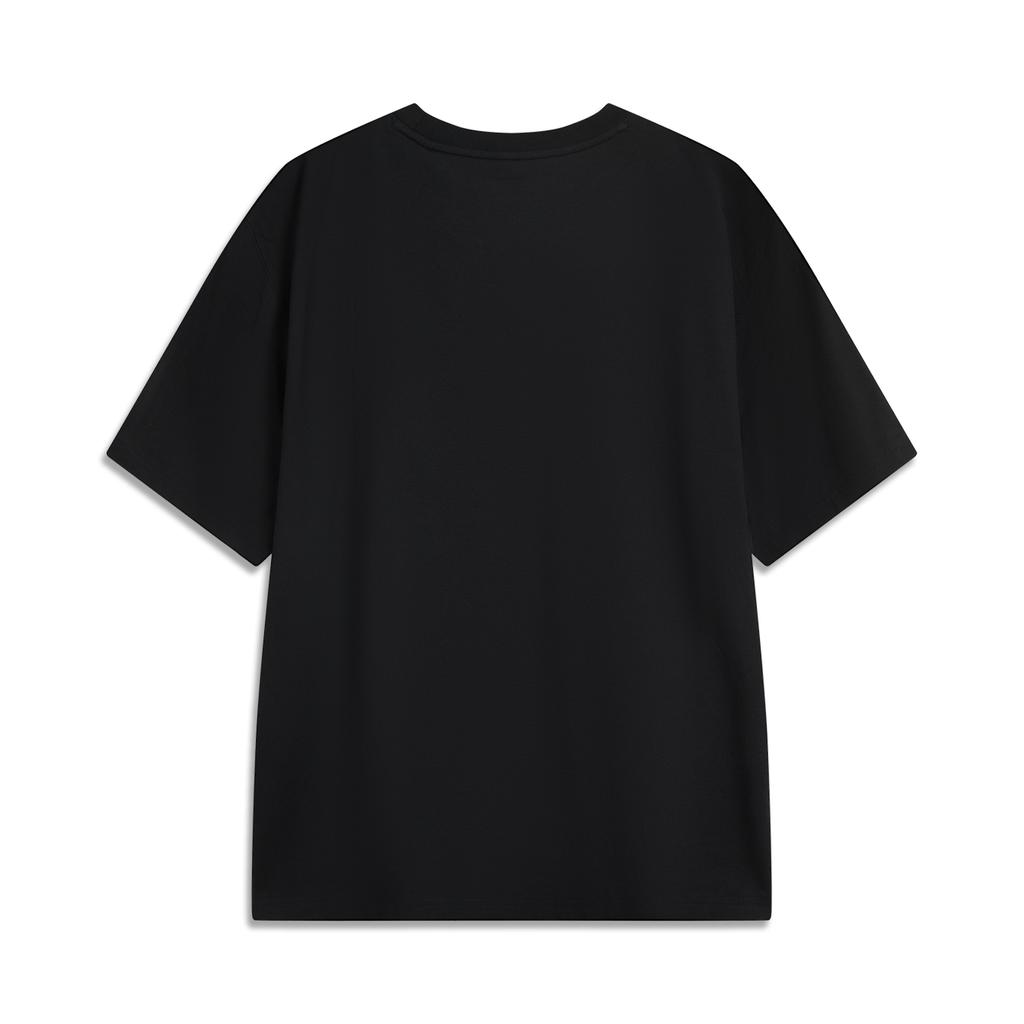 Li Ning China Color Series Casual Minimalist Solid Color Round Neck Pullover Short Sleeve T-Shirt Men Tops Dark-Night-Black AHSV145-14