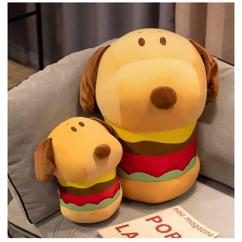 Dog Plush Hamburger Toy Cartoon Stuffed Animal Doll Bedroom Decoration Gift