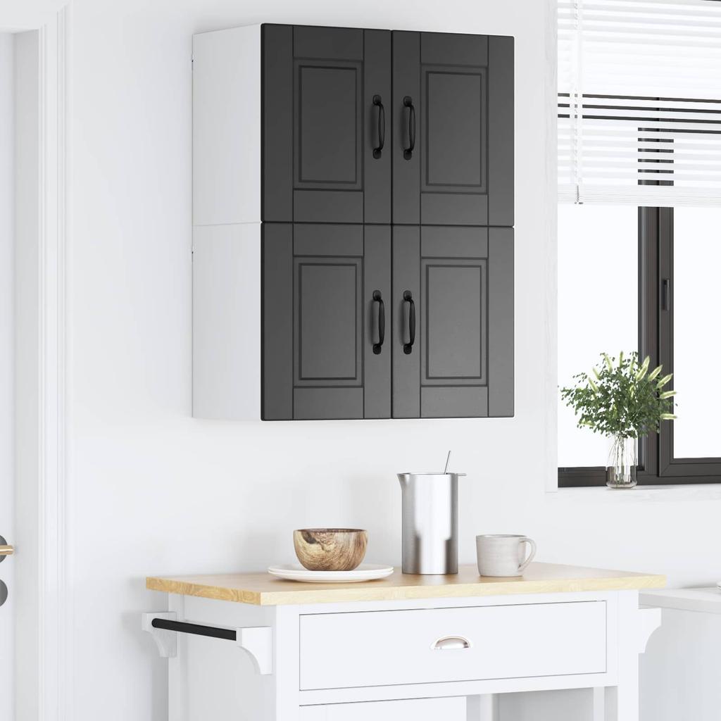 Wall Cabinet PORTO 2 pcs Black Engineered Wood