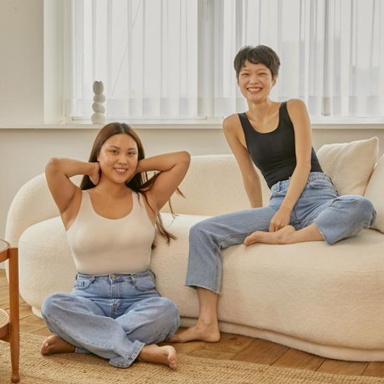 Skinny Five Sheer Bra Top Organic 3colors (Black/White/Skin S~XXL)