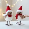 Yousheng 3 Pcs Christmas Bird Figurine Furry Fake Birds Ornaments Winter Plush Foam Bird with Scarf for Holiday Home Kitchen Mantel Desk Xmas Tree