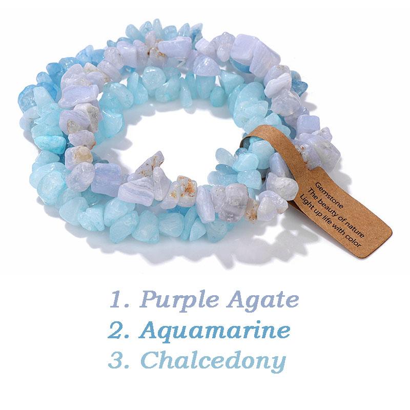 

Неправильный браслет из натурального камня Хрустальный кварц Аметисты Тигровый глаз Крошка Гравийные бусины Браслеты для женщин мужчин Исцеляющие украшения 19CM