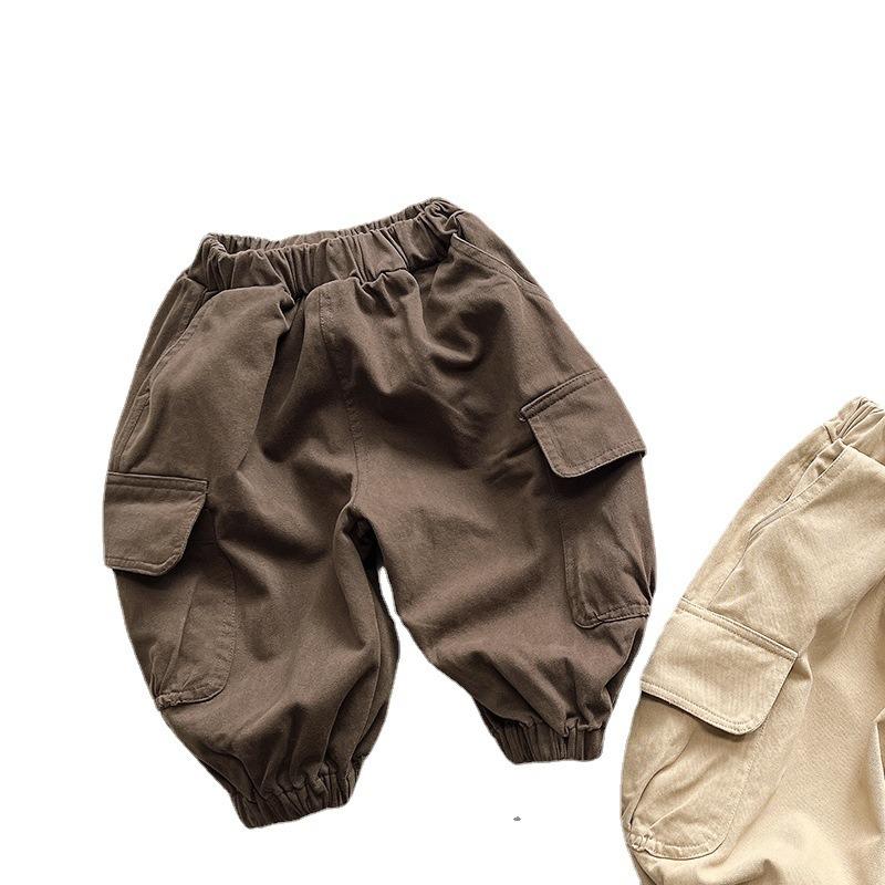 Vintage Korean Style Kids Cargo Pants Casual Unisex Boys Girls Baby Fashion Trousers