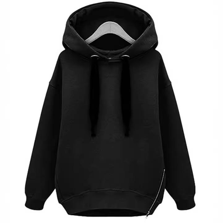 Women's Casual Loose Hooded Sweatshirt with Velvet Lining for Autumn/Winter 2024