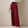 Women Pants High Waist Straight Wide Leg Suit Trousers with Side Pockets Pure Color