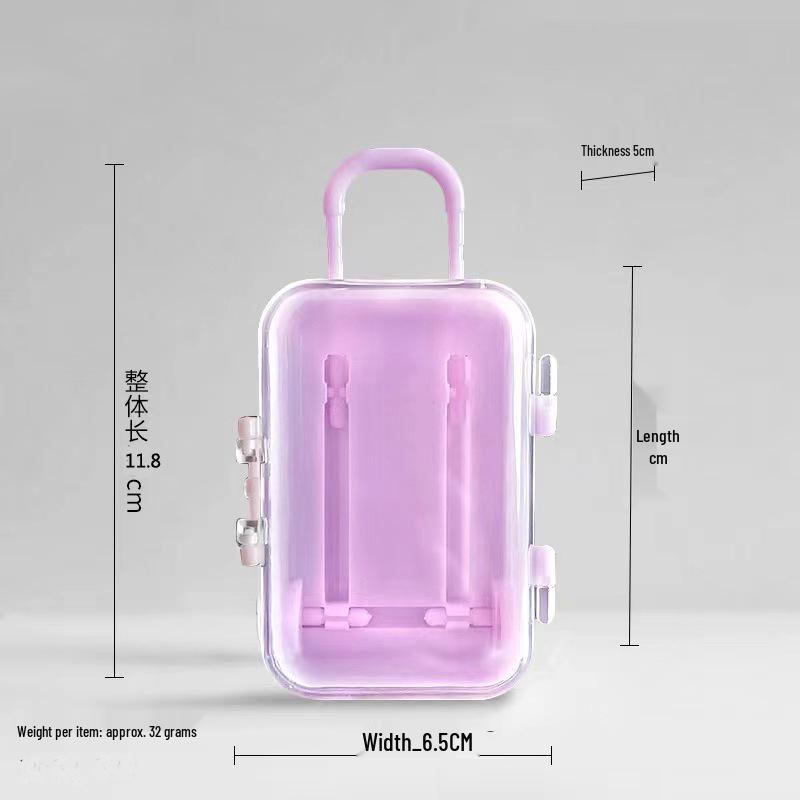 Cute Cartoon Number Jewelry Trolley Case: Transparent, Retractable Mini Storage Box