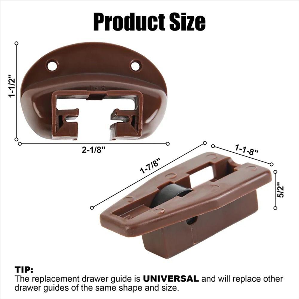 

1Set Plastic Metal Drawer Guide Slide Accessory with Roller Universal Drawer Track Slide Kit Brown Drawer Slide Replacement Part 40mm
