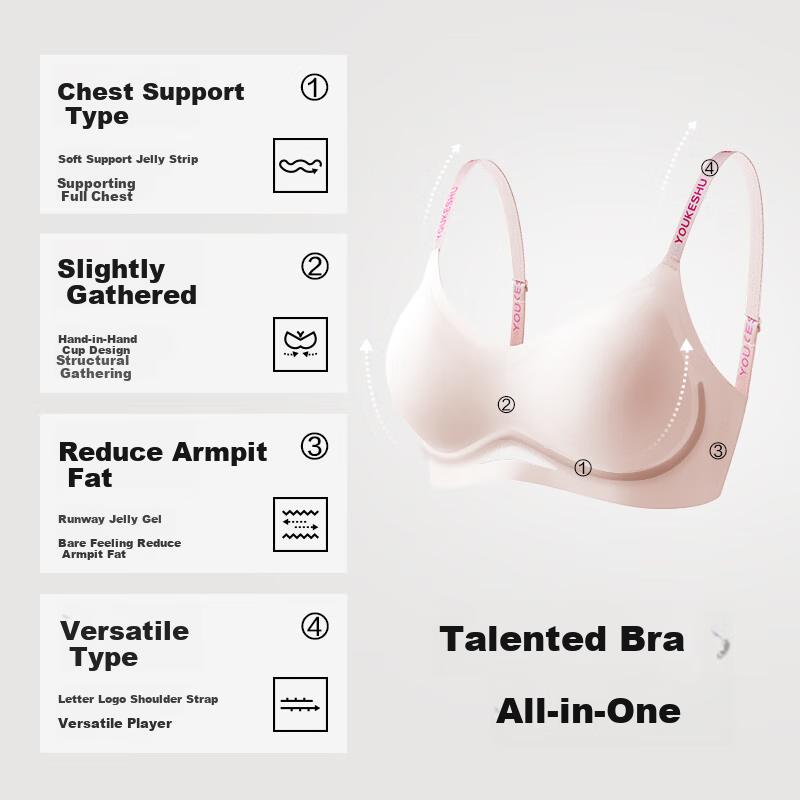 YOUKESHU Women's Soft Support Push-Up Wireless Bra, Anti-Sagging, Side Support, Seamless, Sexy Brassiere