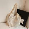 Yogodlns Women Hollow Out Crochet Tote Bag Fashion Knitted Bag Large Capacity Scarf Decor Handbag Female Summer Beach Solid Color Woven Shoulder Bag
