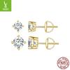 Two-Carat Four-Claw Mozzarella Diamond Stud Earrings, Simple Light Luxury High-End S925 Silver Threaded Earrings.