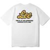 Logo Print Loose Fit Round Neck Short Sleeve T-Shirt Unisex Tops White LUT004428200163-A02779