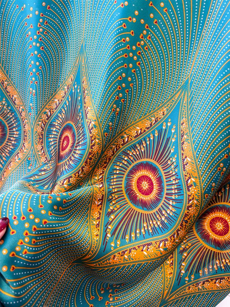 Elegant Women Satin Silk Scarf Beach Wrap Shawl Ladies Vintage Print Sunscreen Bandanas Hijab Mujer Boho Scarve Pareo Casual New