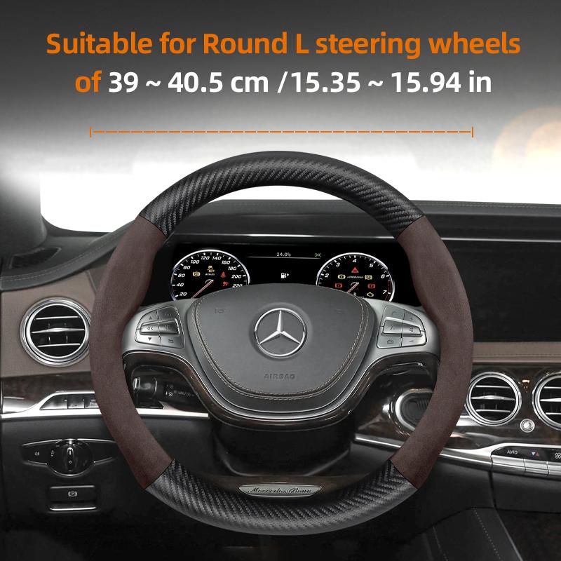 Suitable for Mercedes-Benz Suede Matte Carbon Fiber Texture Steering Wheel Cover Suitable for E Class S C a Glc Suv Eqc Gle Gla Eqe Amg Eq E63 Maybach