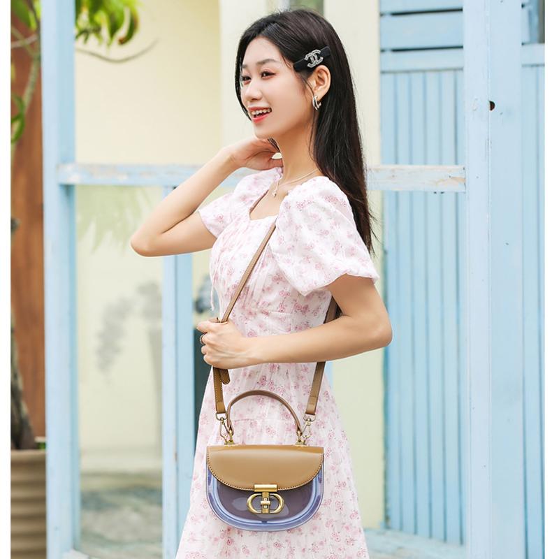 New Crossbody Bags Vintage Flap Underarm Shoulder Bags Fashion PU Leather And PVC Patchwork Saddle Bags Women's Handbags