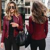 Autumn Winter Stand Collar Casual Fashion PU Leather Coat Women Street Style Solid Color Zipper Cardigan Outwear Top