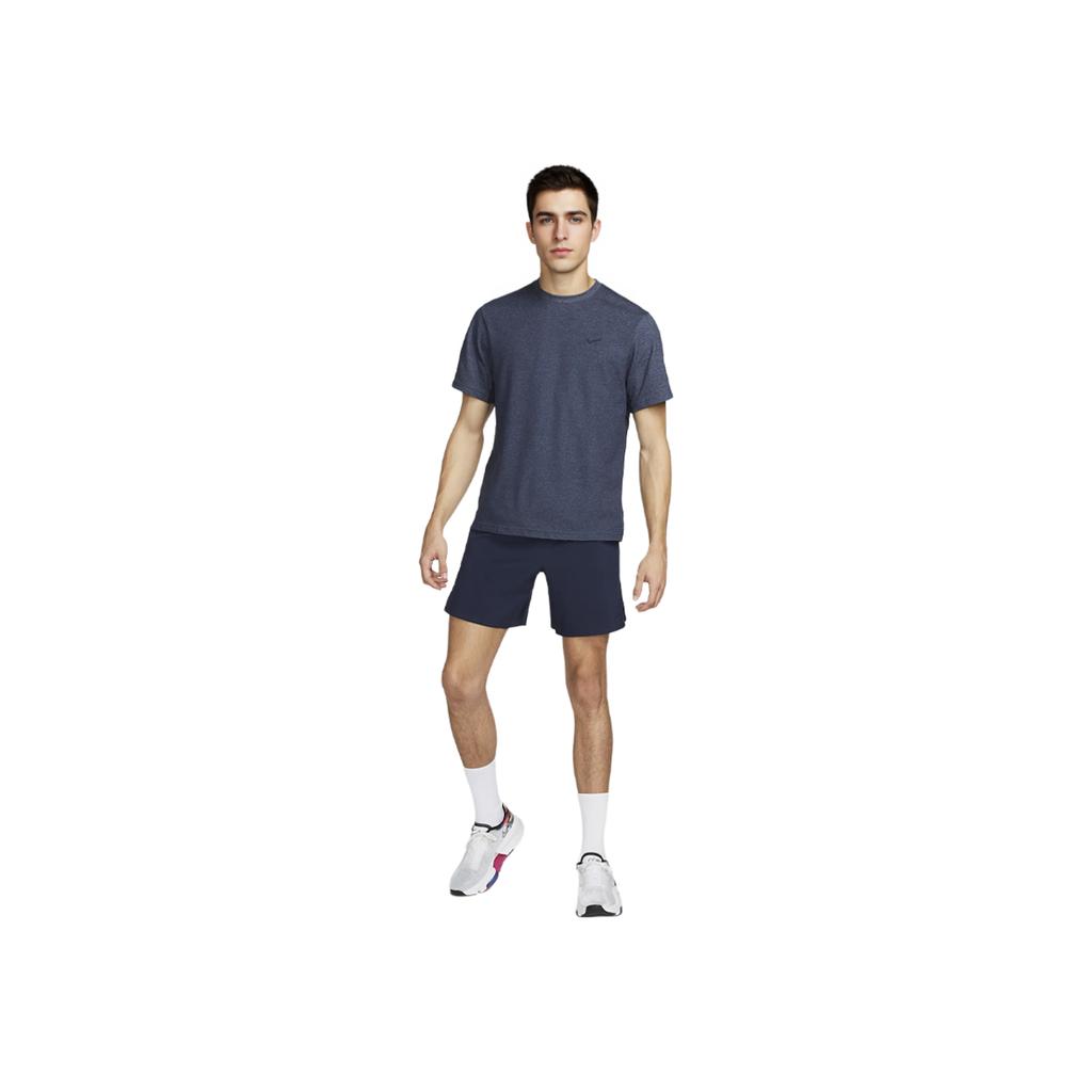 Nike Dri-Fit Primary Solid Logo Crew Neck Pullover Short Sleeve T-Shirt Men Tops Blue Black DV9832-451