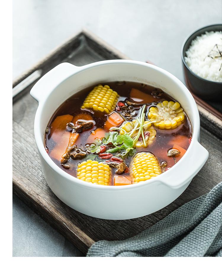 Nordic Creative Double-Ear Ceramic Soup Bowl