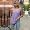 2025 New Women's Square Neck Ruffled Cutout Sleeveless T-Shirt Casual Asymmetrical Hem Layered Vest Top