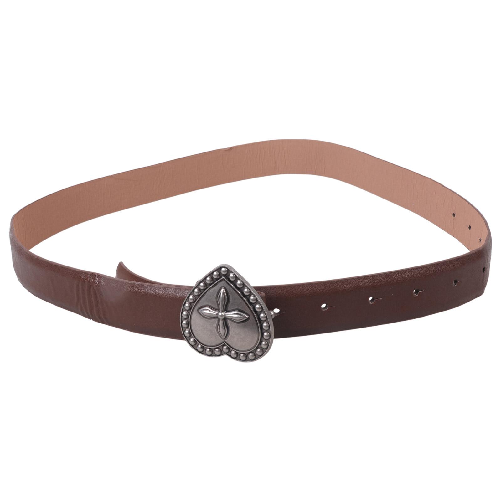 

Рельефная ПУ пряжка Поясной ремень Регулируемый Западный дизайн Кнопочный поясной ремень Для женщин Джинсы Брюки Платье Повседневный наряд кофейный