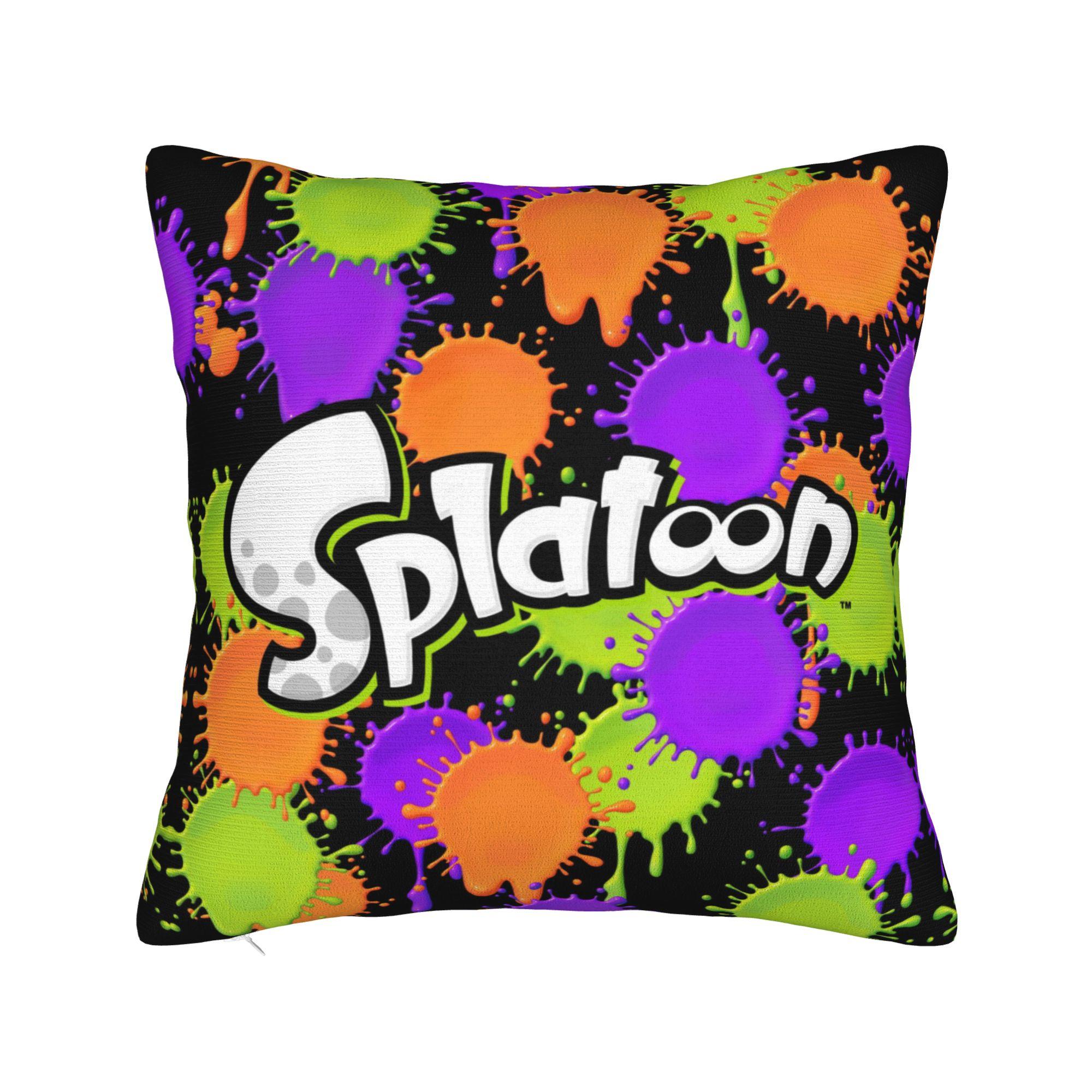 Splatoon Cartoon Graffiti Game  Square Pillow Cases  Cushion Cover Awesome Zippered Decor Pillowcover for Seat 40*40cm 12x12Inch