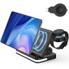 3 in 1 Foldable Wireless Charger Station Fast Charging Dock for iPhone Samsung Huawei Phone Watch Earbuds Qi-Certified 15W Desktop Stand