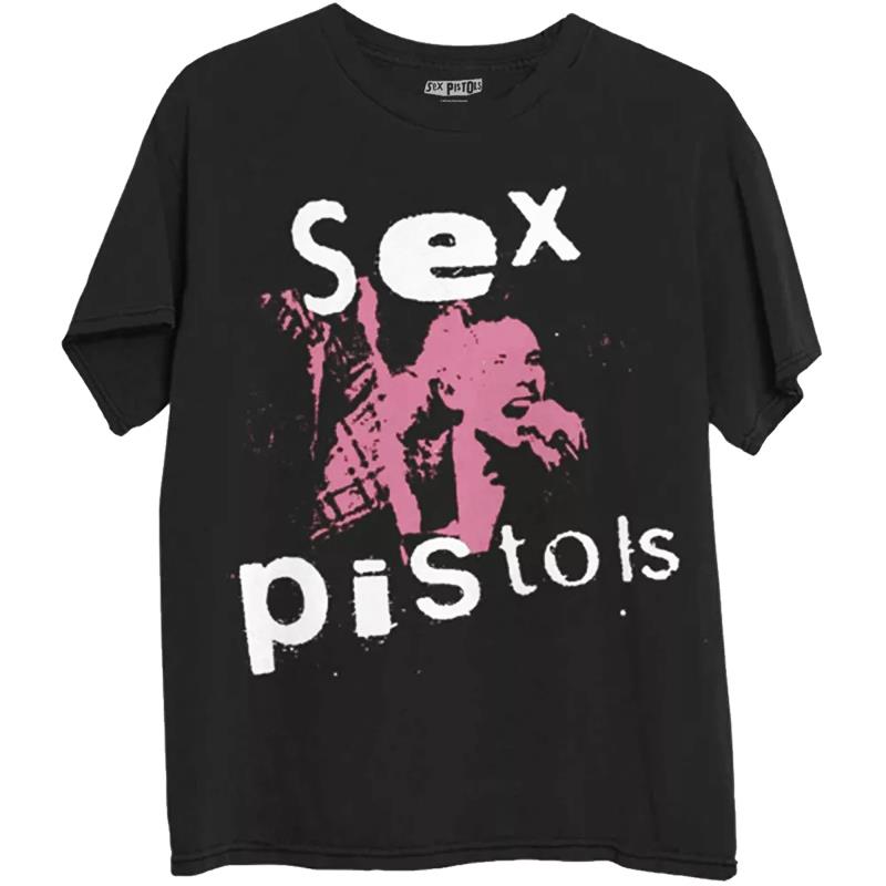 2025SEX PISTOLS Oversize T-shirt American Punk Sex Pistols Red Short Sleeve T-shirt Vintage Loose Crew Neck Short Sleeve T-shirt