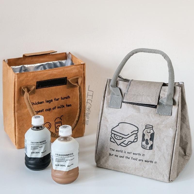 Handliche Lunchtasche aus Tyvek-Papier im japanischen Stil, Bento-Tasche, wasserdicht, ölabweisend, isolierte Tasche, tragbare Lunchtasche für Büroangestellte