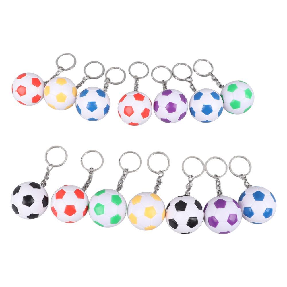 14pcs Pull On Closure Football Keychains Waterproof Design Sport Ball Key Chain  Bag Decoration