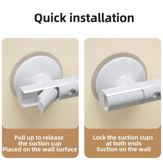 Suction Cup Bathroom Handrail Strong Grip Stability Easy Installation Removable Anti-slip Shower Grip Bar
