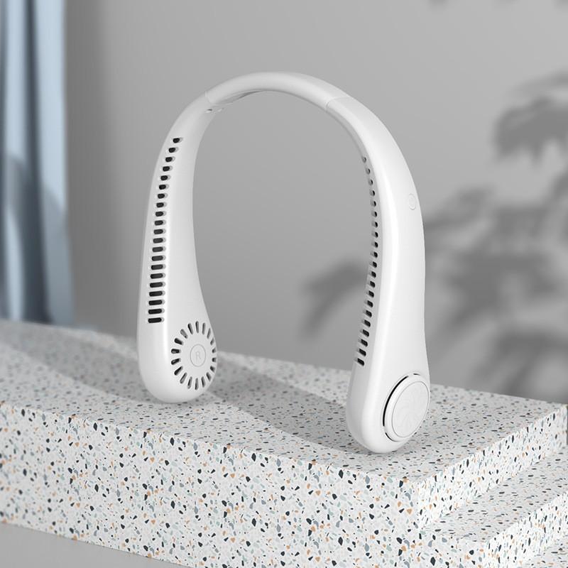 

Портативный мини-вентилятор с подвеской на шею, перезаряжаемый через USB, носимый для занятий спортом на открытом воздухе, бега, путешествий, без лопастей, летняя прохлада белый