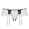 Women Sexy Lace Transparent Garters Belt Seamless Intimate Underwear Pearl Massage Panties With Suspender Belt For Stockings