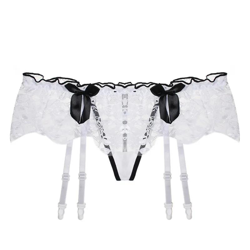 Women Sexy Lace Transparent Garters Belt Seamless Intimate Underwear Pearl Massage Panties With Suspender Belt For Stockings