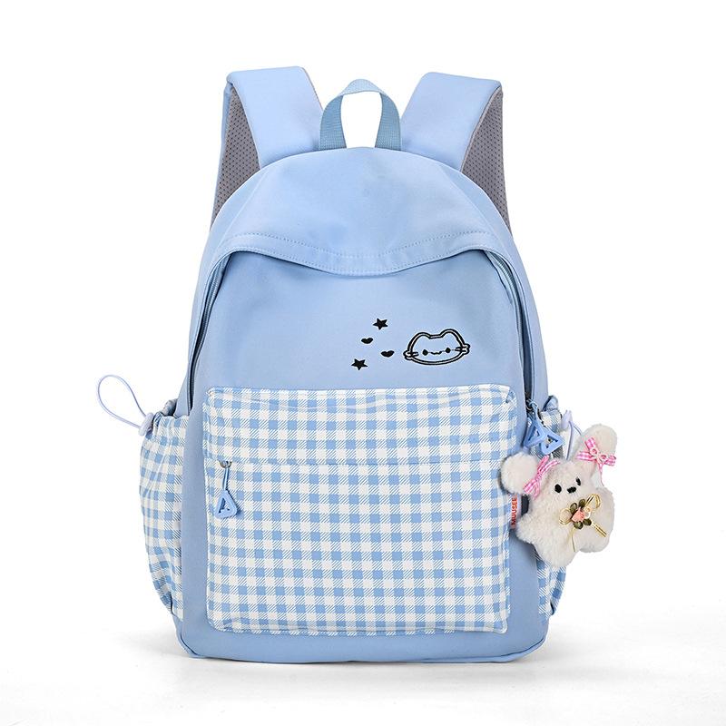 Schoolbag Cute College School Bag Japanese ins Plaid Girl Small Fresh Junior High School Backpack