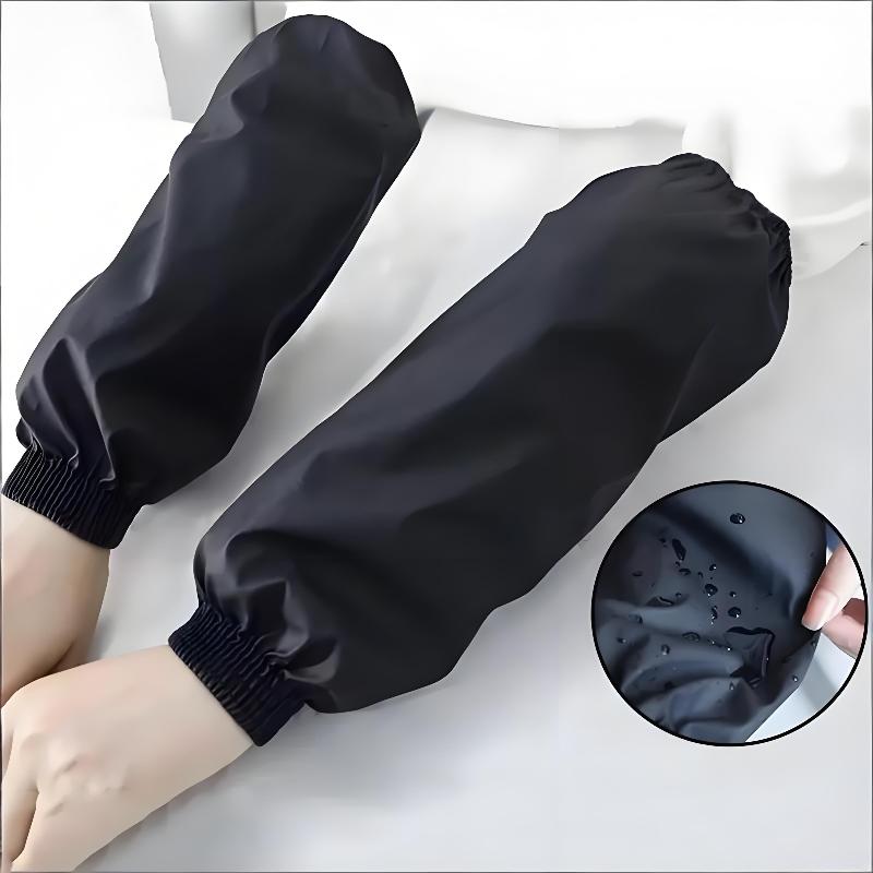 Heavy-Duty Black Faux Leather Arm Sleeves - Waterproof & Oil-Resistant For Kitchen, Occupational Work & Industrial Use