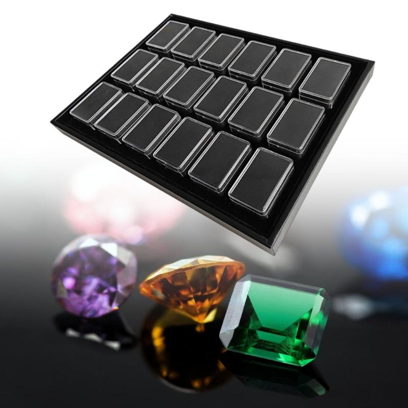 Tall Rectangular Organizers Box For Loose Stone Samples Waterproof PU Material Jewelry Showcase